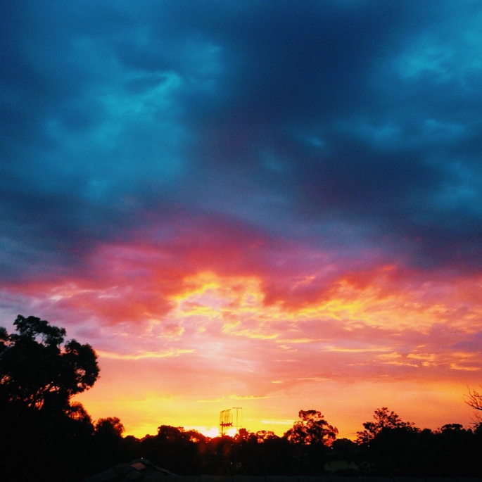Sunrise at the Stafford home. Studies have shown that lattes taste better when they're made with love and are accompanied by this view.