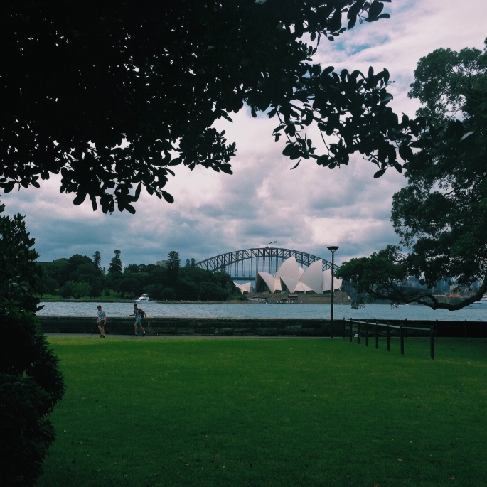 Sydney Opera House from the Royal Botanic Gardens. Dodged about a million sweaty joggers for this shot.